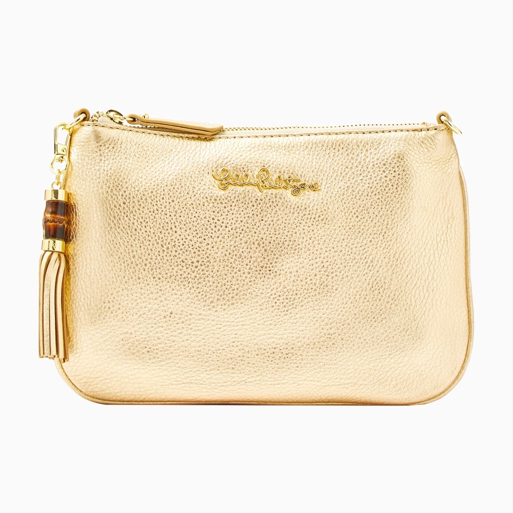 Lilly Pulitzer Gold Leather Cruisin Crossbody Bag